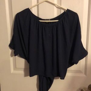 High low navy blue blouse.